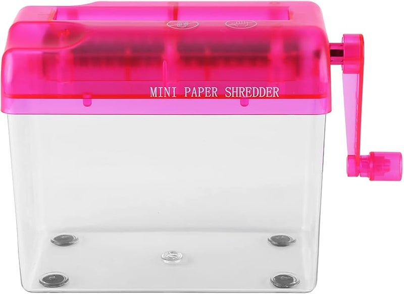 Manual Paper Shredder Hand Crank Portable Compact For Home Office School A6 Size Pinkish - Image 3